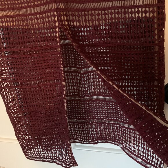 Keepsake Sweet Nothing Burgundy Lace Midi Dress Small - Picture 6 of 8